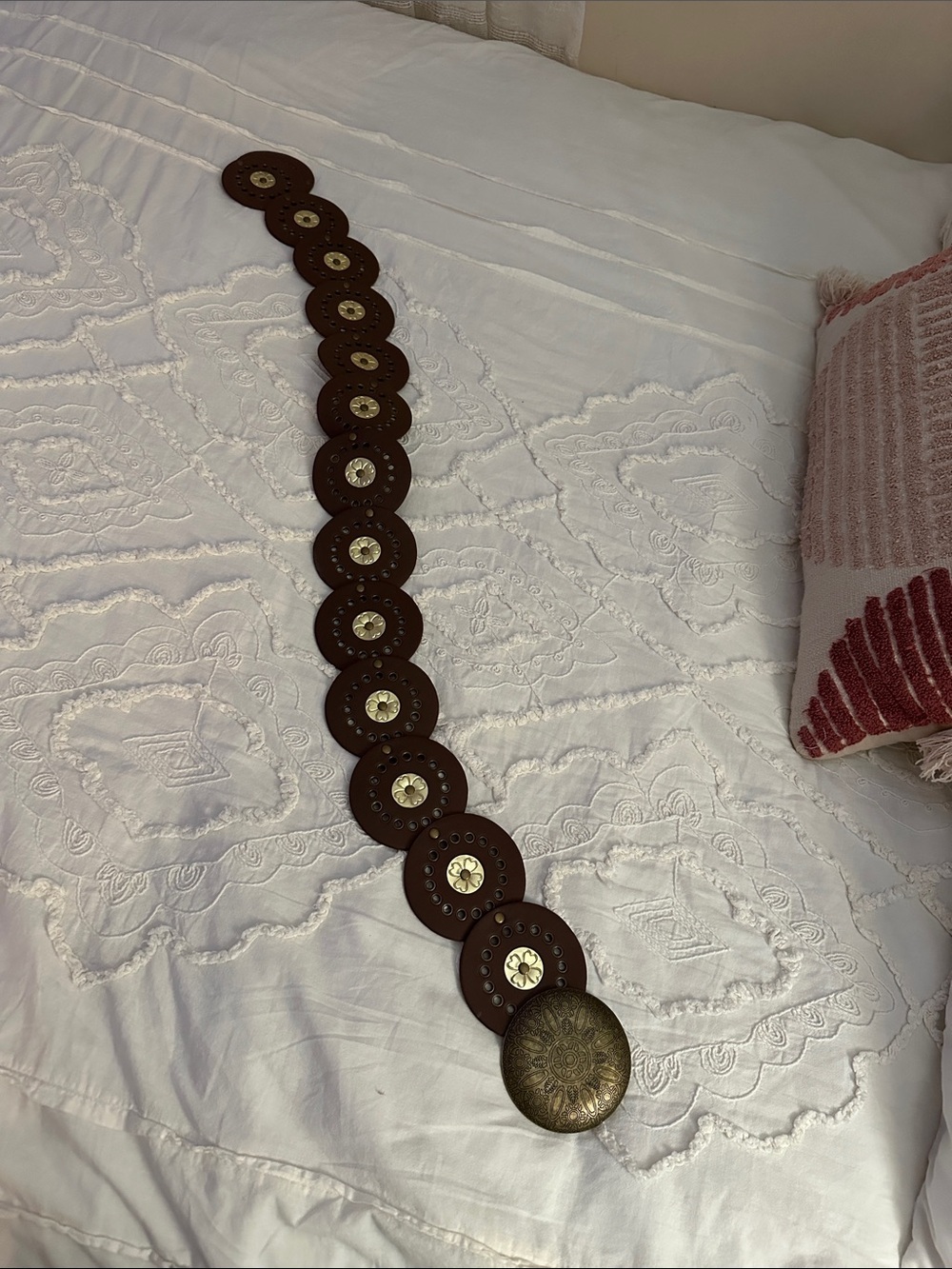 Brown Western Concho Belt with Brass Accents